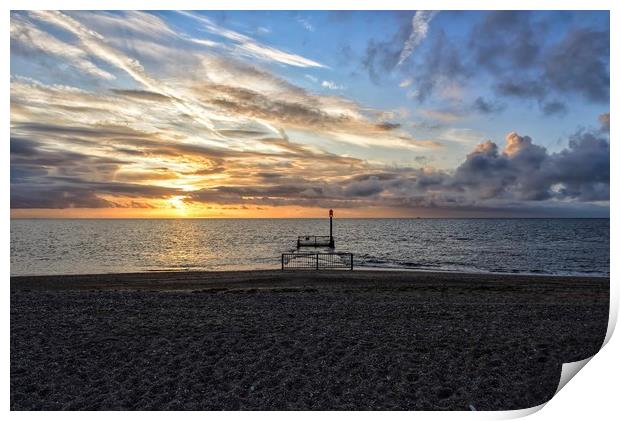 Sunset from Heacham South beach  Print by Gary Pearson