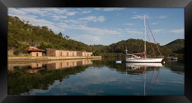 Sydney, Moored boat, Bantry Bay. Framed Print by Geoff Childs