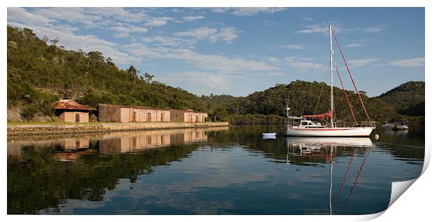 Sydney, Moored boat, Bantry Bay. Print by Geoff Childs