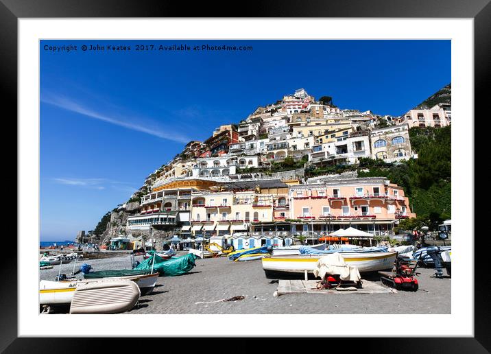 View from the Beach of houses clinging to the hill Framed Mounted Print by John Keates