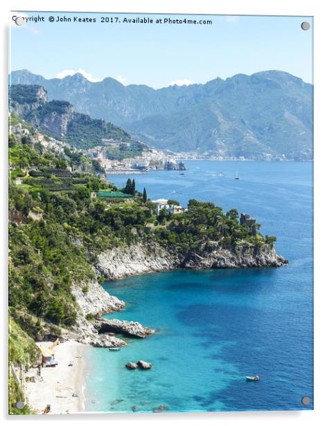 View of a beach and hillside between Positano and Amalfi Coast C Acrylic by John Keates