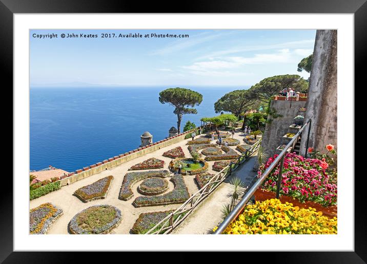 A view of the Amalfi Coast from the formal gardens Framed Mounted Print by John Keates