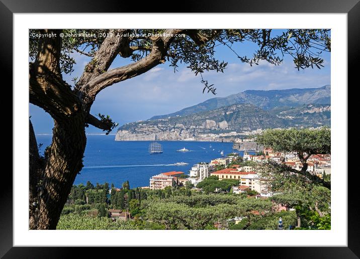 Bay of Naples from over the town of Sorrento  Framed Mounted Print by John Keates