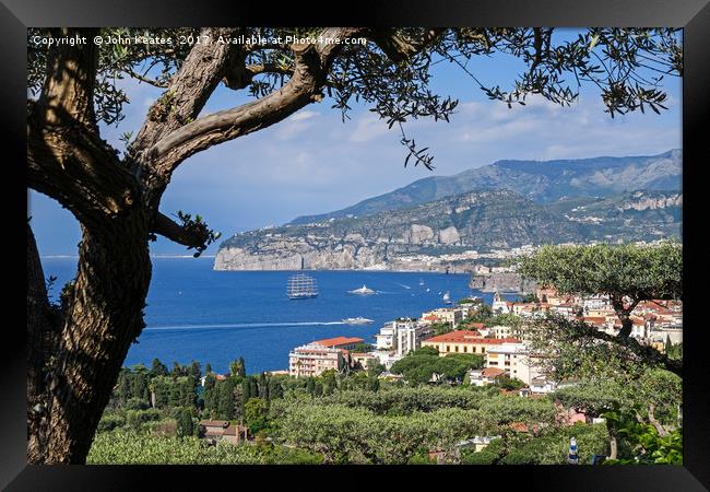Bay of Naples from over the town of Sorrento  Framed Print by John Keates