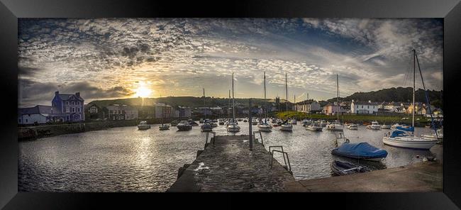 Sun rise over Aberaeron harbour Framed Print by Andrew chittock