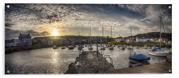 Sun rise over Aberaeron harbour Acrylic by Andrew chittock