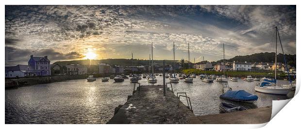 Sun rise over Aberaeron harbour Print by Andrew chittock