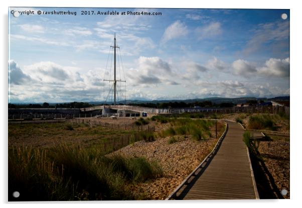 View Towards Pont y Ddraig Harbour Bridge Acrylic by rawshutterbug 
