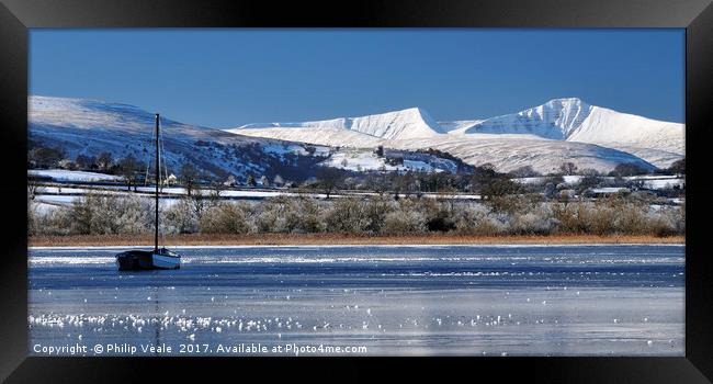 Llangorse Lake Frozen Solid. Framed Print by Philip Veale