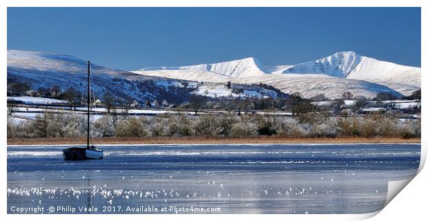 Llangorse Lake Frozen Solid. Print by Philip Veale