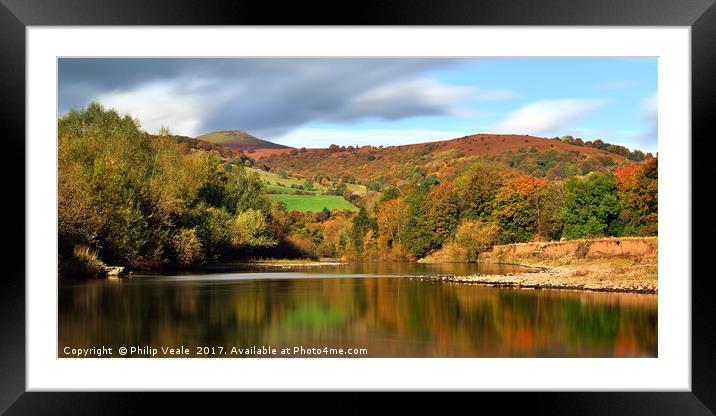 Sugar Loaf and the River Usk in Autumn. Framed Mounted Print by Philip Veale