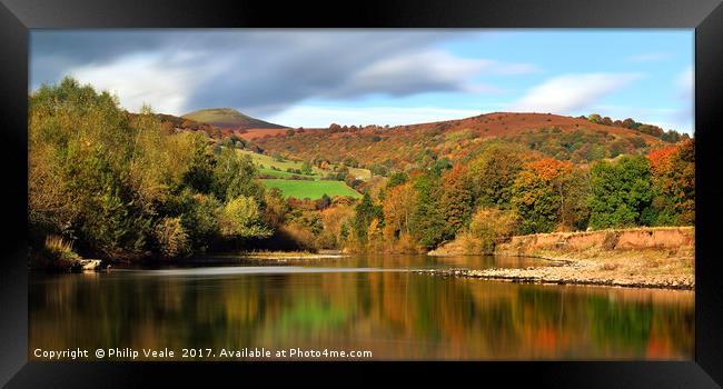 Sugar Loaf and the River Usk in Autumn. Framed Print by Philip Veale