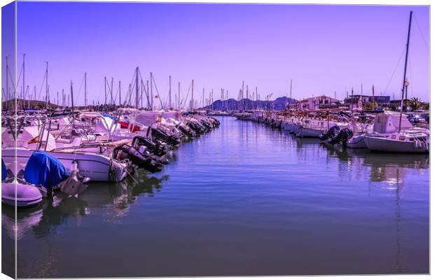 Puerto Pollensa Boats Canvas Print by Lorraine Terry
