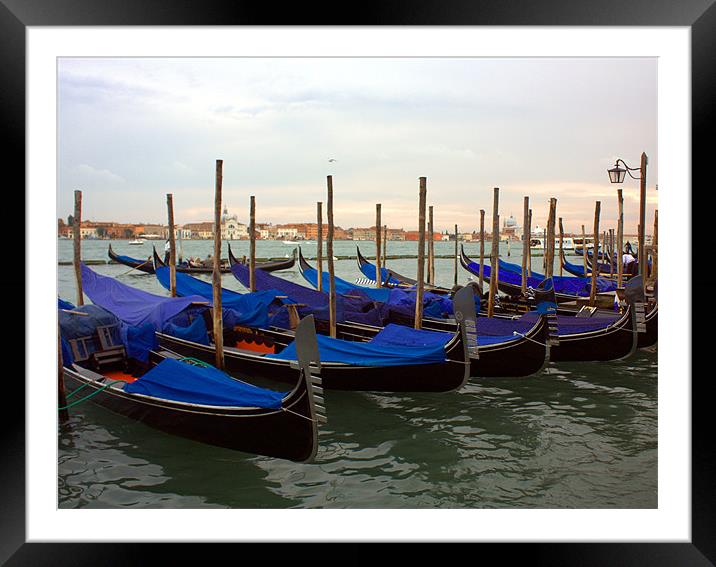 Evening Gondolas in Venice Framed Mounted Print by Lucy Antony