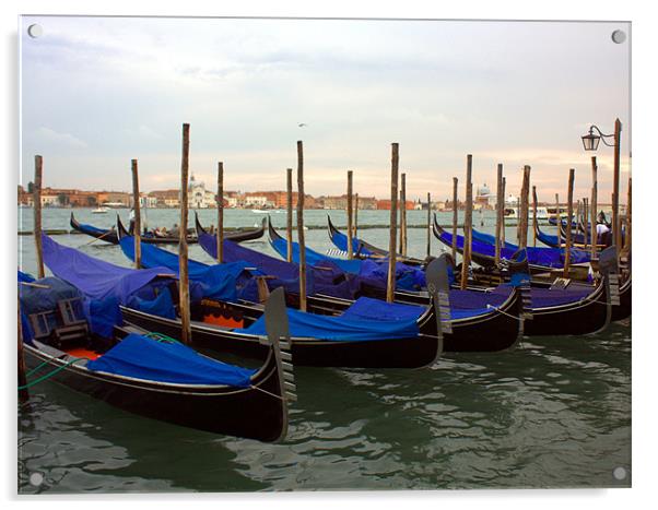 Evening Gondolas in Venice Acrylic by Lucy Antony