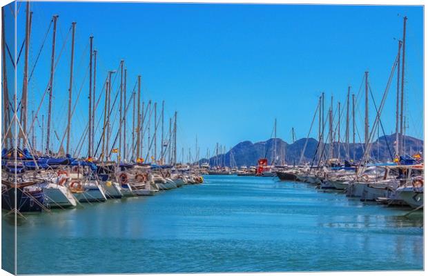 Puerto Pollensa Boats Canvas Print by Lorraine Terry