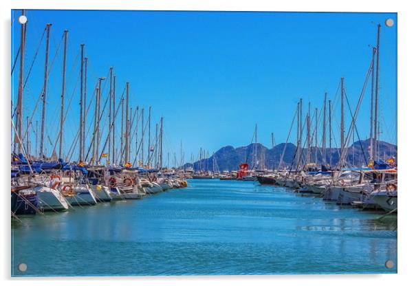 Puerto Pollensa Boats Acrylic by Lorraine Terry