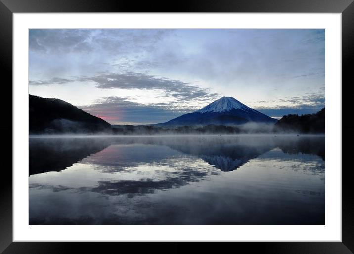 Mt Fuji at Dawn Framed Mounted Print by Justin Bowdidge
