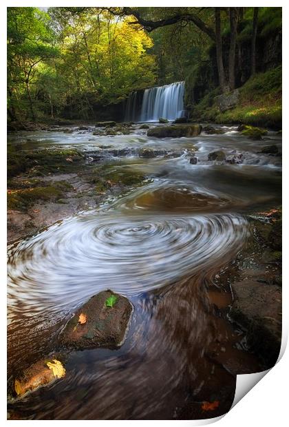 Sgwd Ddwli Uchaf waterfalls South Wales Print by Leighton Collins