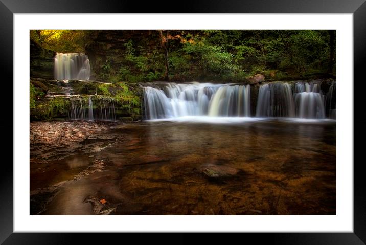 Sgwd Ddwli Isaf waterfalls South Wales Framed Mounted Print by Leighton Collins