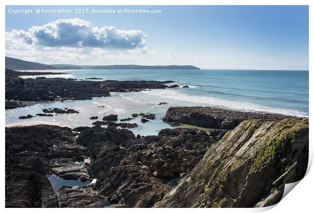 Devon rocky coastline Print by Kevin White