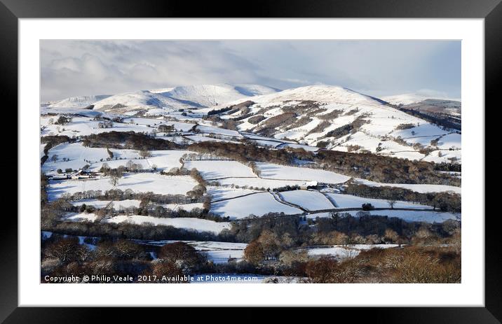 Tor y Foel and Allt Lwyd in Winter. Framed Mounted Print by Philip Veale