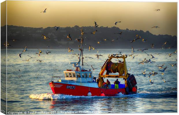         Trawler Heading for Port                   Canvas Print by Paul F Prestidge