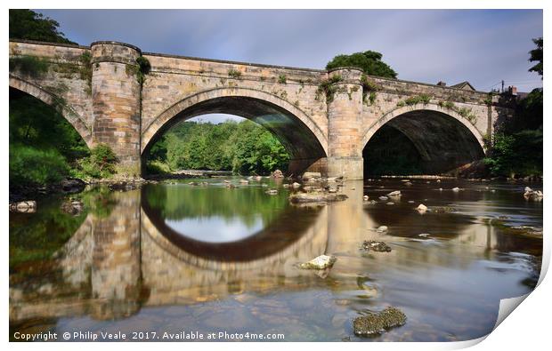 Richmond Bridge Reflection in River Swale. Print by Philip Veale