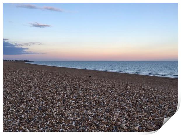 Hayling Island Pastel Coloured Sunset  Print by Tess Chalmers