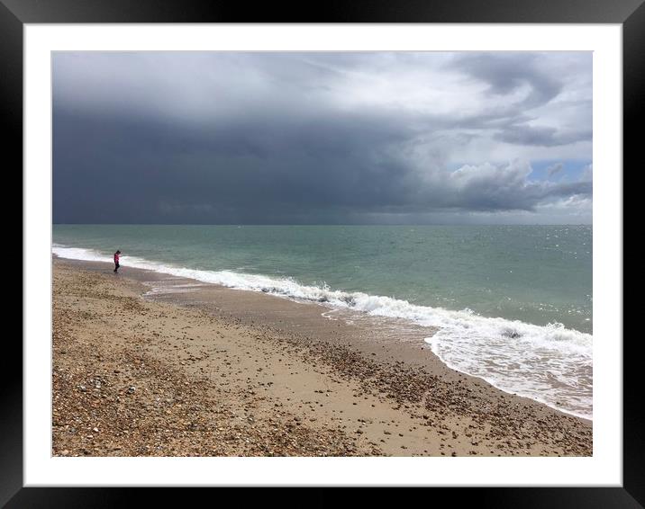 Hayling Island Storm Brewing Framed Mounted Print by Tess Chalmers