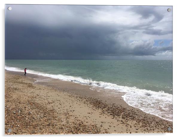 Hayling Island Storm Brewing Acrylic by Tess Chalmers