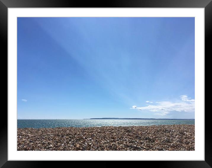 Hayling Island Blue Sky Beachscape  Framed Mounted Print by Tess Chalmers