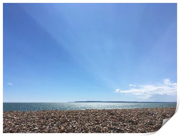 Hayling Island Blue Sky Beachscape  Print by Tess Chalmers