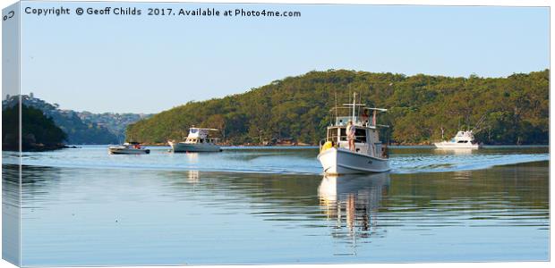 Boat entering Bantry Bay, Sydney Canvas Print by Geoff Childs