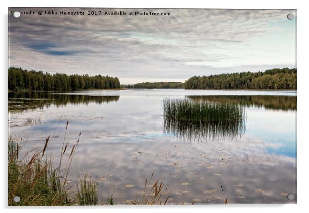 Autumn At The Lake Acrylic by Jukka Heinovirta