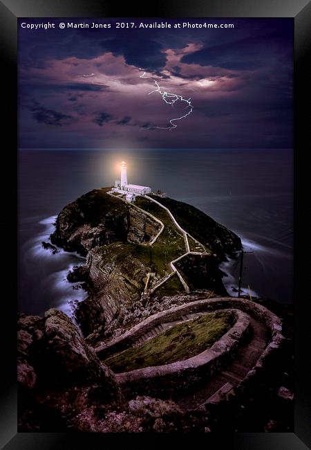 Lightning over South Stack Framed Print by K7 Photography