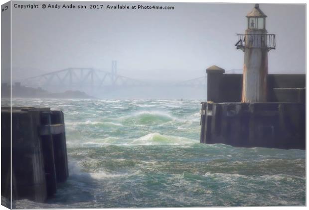 Storm around Burntisland Harbour Canvas Print by Andy Anderson