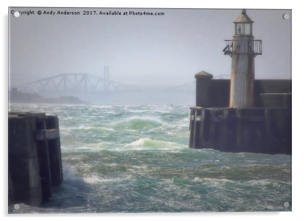 Storm around Burntisland Harbour Acrylic by Andy Anderson