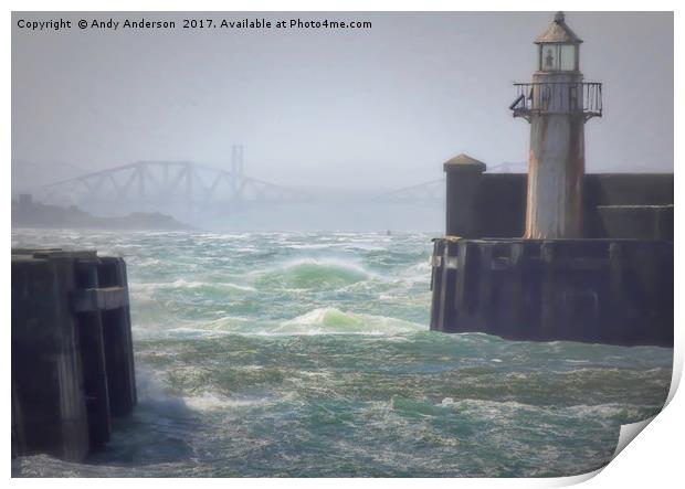 Storm around Burntisland Harbour Print by Andy Anderson