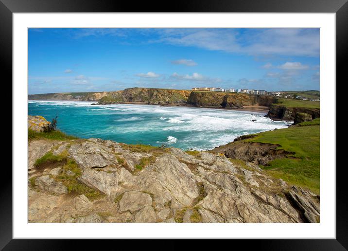 Whipsiddery beach and watergate bay cornwall Framed Mounted Print by Eddie John