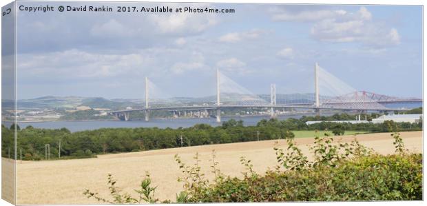 new Queensferry Crossing , next to the Forth Bridg Canvas Print by Photogold Prints