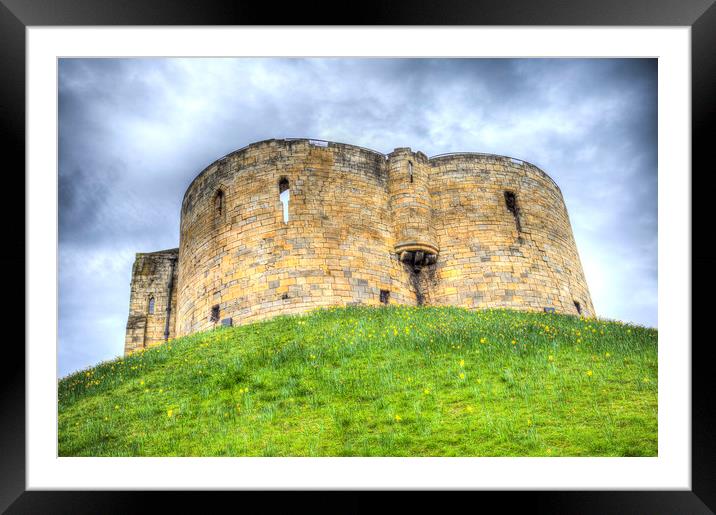 York Castle And Daffodils Framed Mounted Print by David Pyatt