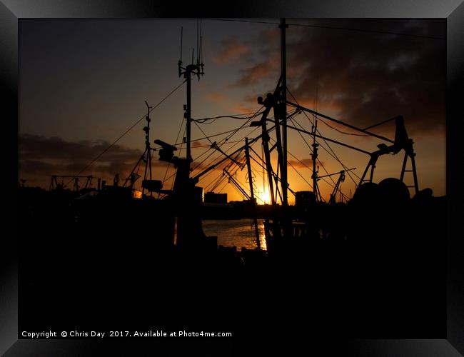 Sunset over Sutton Harbour Plymouth       Framed Print by Chris Day