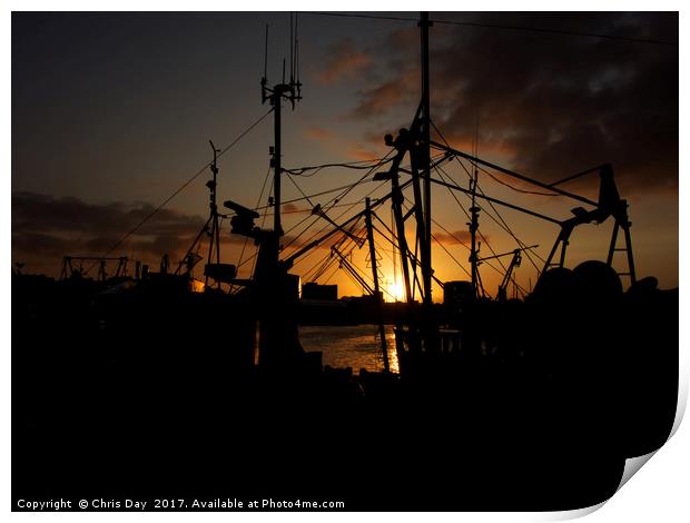Sunset over Sutton Harbour Plymouth       Print by Chris Day