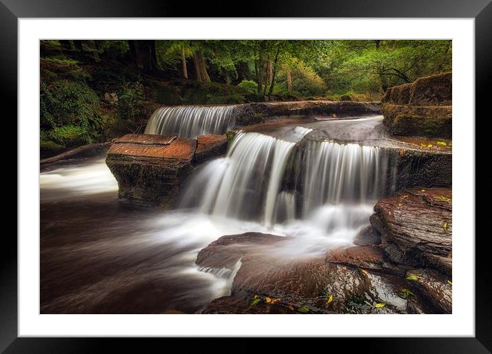 Pont Cwmyfedwen waterfall Framed Mounted Print by Leighton Collins