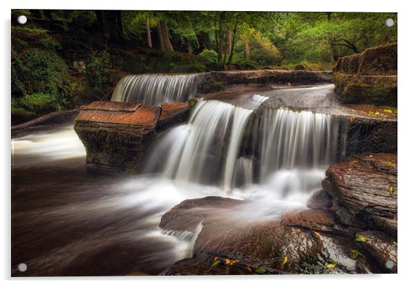 Pont Cwmyfedwen waterfall Acrylic by Leighton Collins