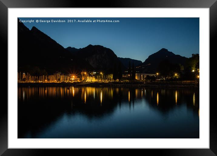 Riva Del Garda at Night 01 Framed Mounted Print by George Davidson