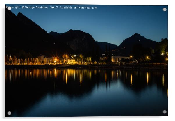 Riva Del Garda at Night 01 Acrylic by George Davidson