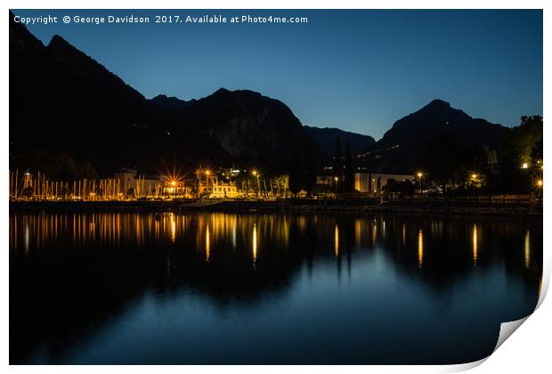 Riva Del Garda at Night 01 Print by George Davidson