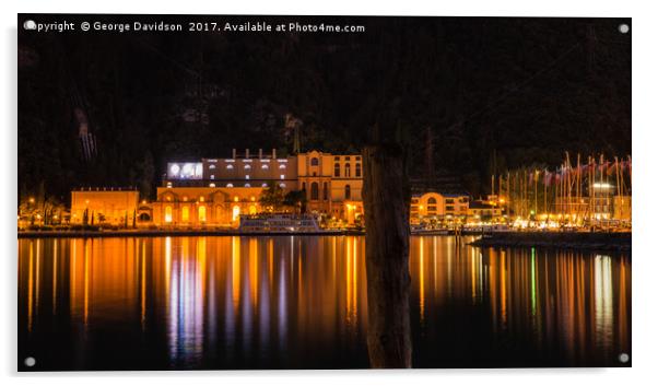 Riva Del Garda at Night 02 Acrylic by George Davidson